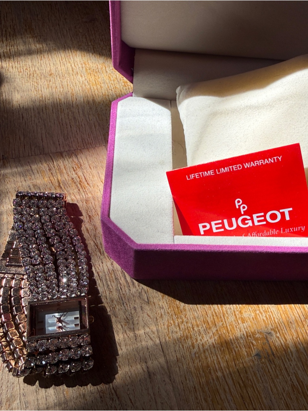 Peugeot Rose Gold Crystal Bracelet Watch - Picture 2 of 3